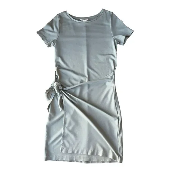 Club Monaco Sage green Sarong Front Side Tie Twansia Dress Size M - Picture 5 of 7